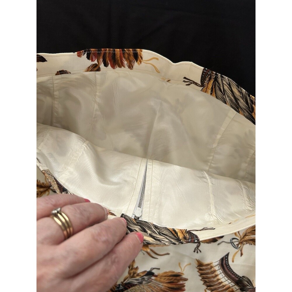 Vintage Western Americana Vest & Pencil Skirt Set First Nation Headdress Pattern - Picture 7 of 9